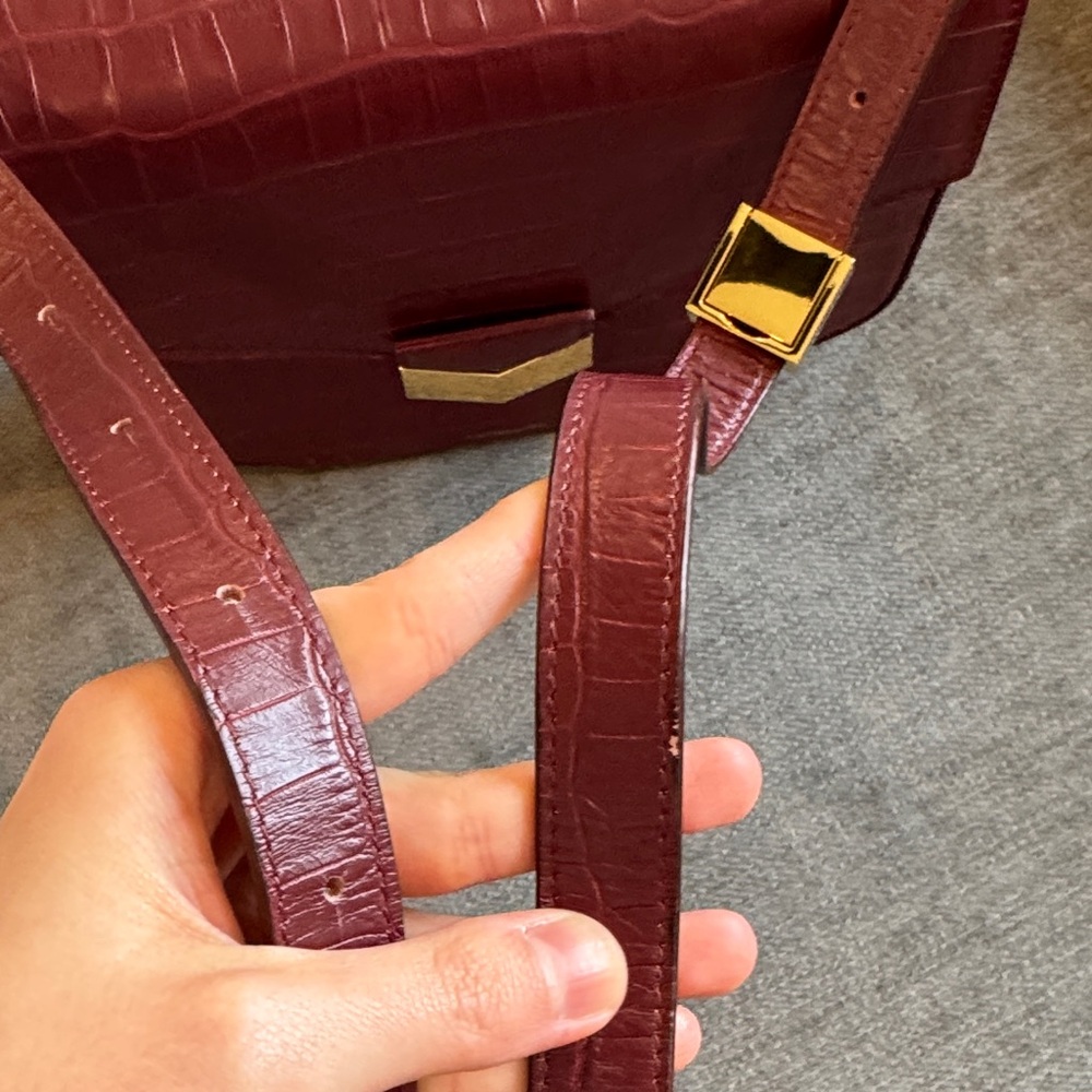 DeMellier London Croc-Embossed Crossbody Bag in Burgundy - Picture 7 of 16